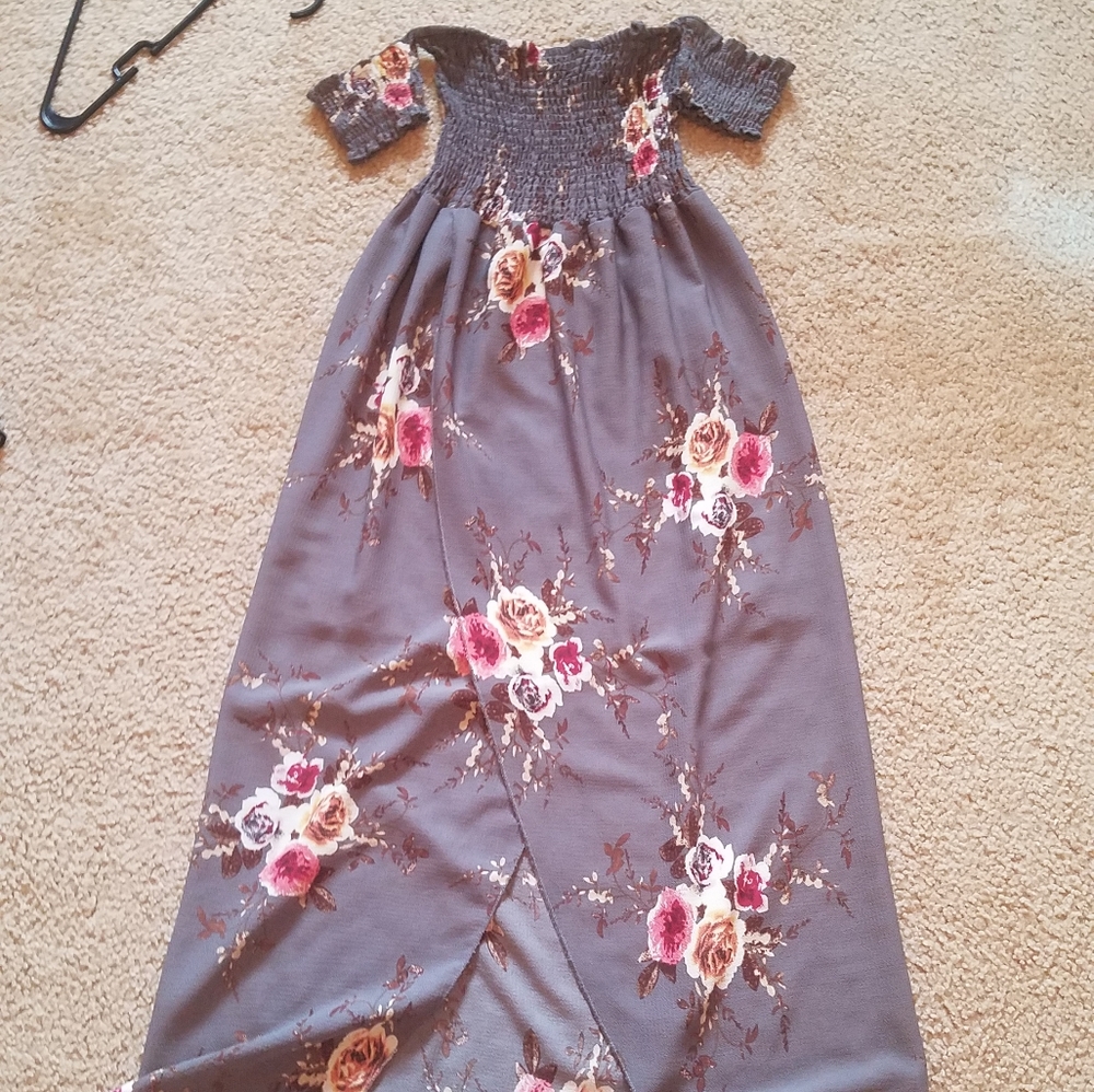 Gray floral dress